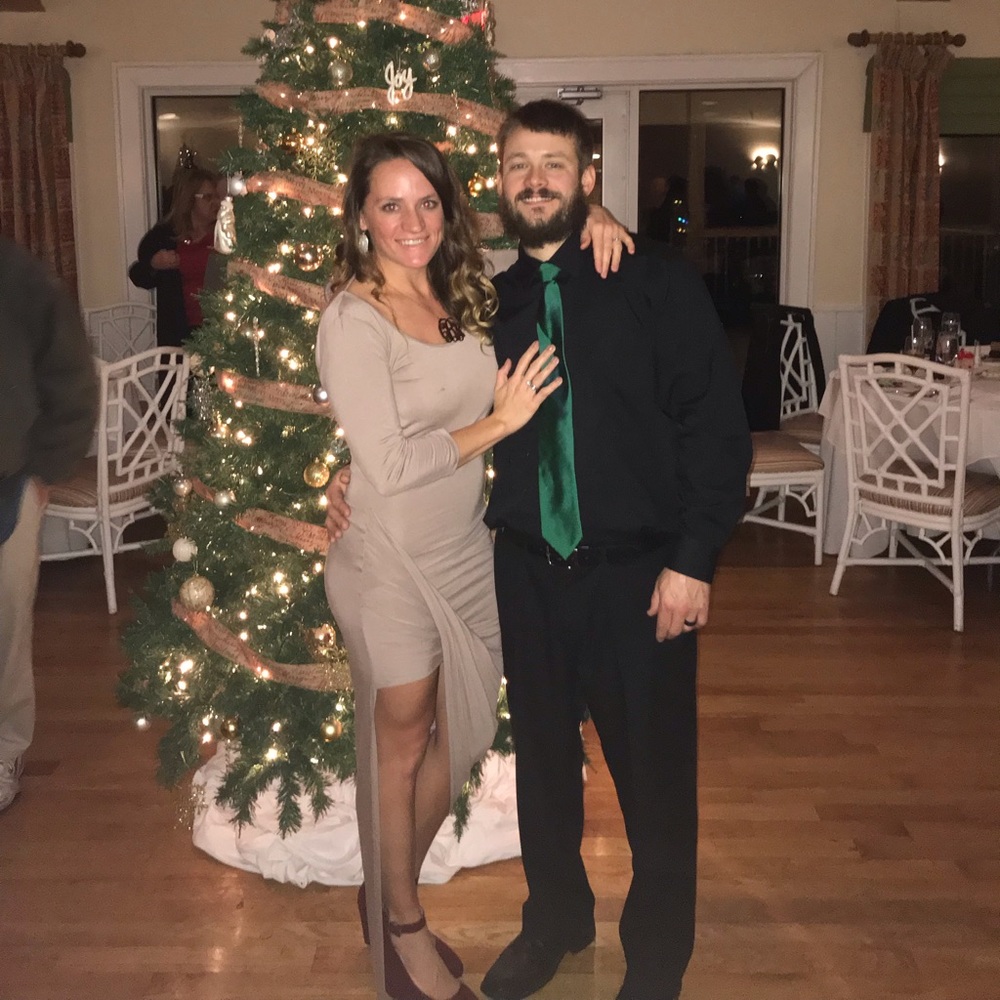 Nude color body con with slit & open back